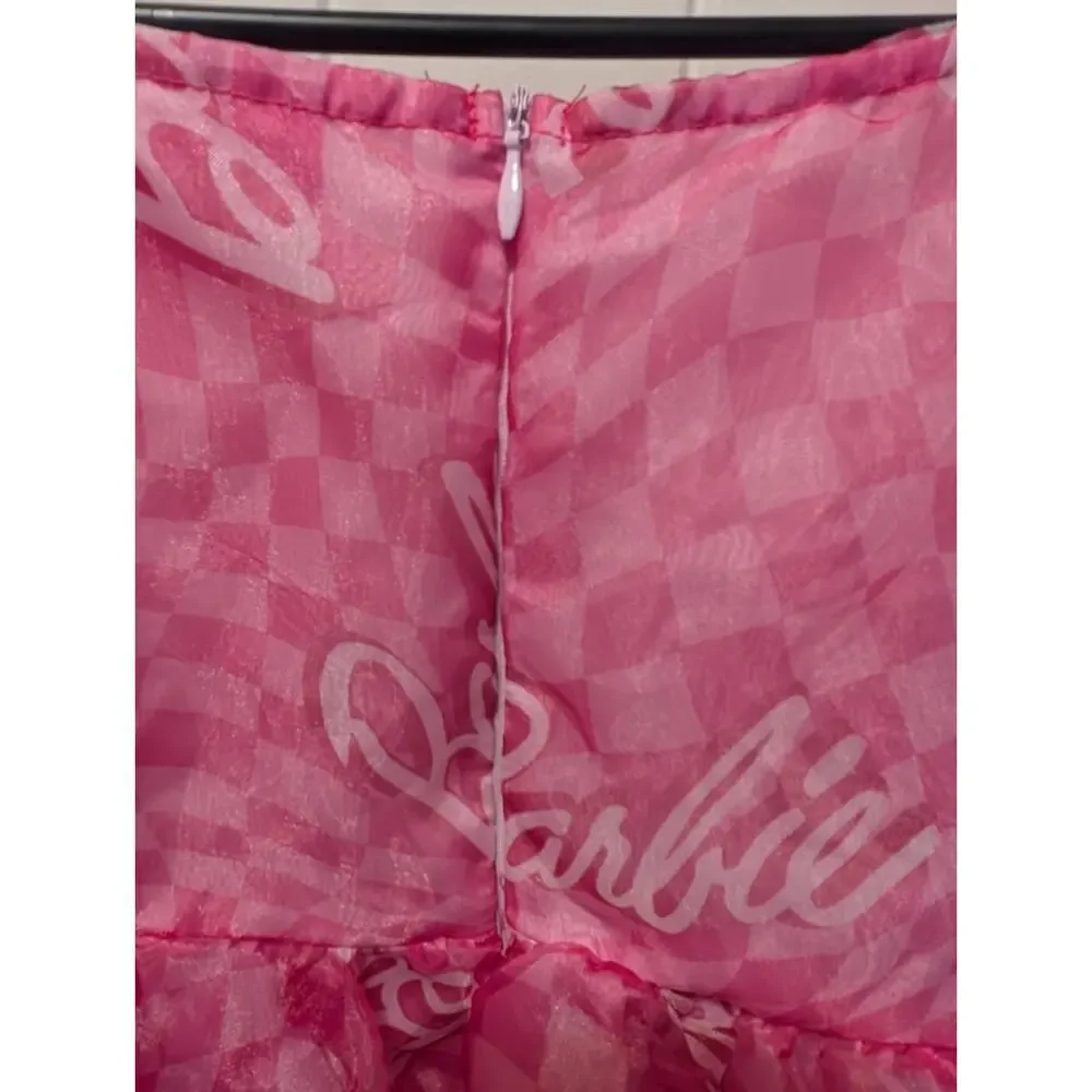 Girls Pink Barbie Dress With Puff Sleeves Halloween Costume Party Size XL(14)